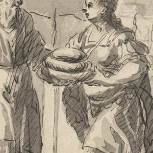 Drawing, Figure Presenting Loaves to a General, ca. 1650