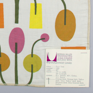 Textile Sample, Fruit Tree, 1961