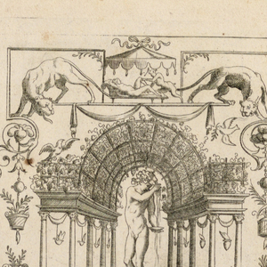 Print, Grotesques with Dieties, Plate 15, 2nd State, "Bacchus"