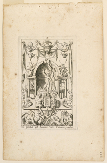 Print, Grotesques with Dieties, Plate 16, 2nd State, "Vulcan"