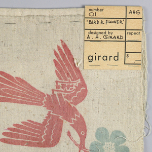 Textile Fragment, Bird and Flower, before 1952