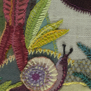 Embroidered Picture, Cat and Snail
