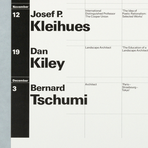 Poster, "Fall 1986" poster for Columbia School of Architecture lecture series, ca. 1986