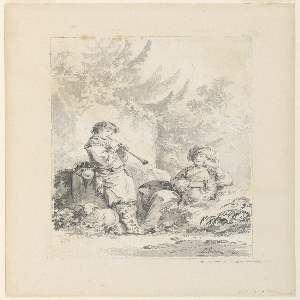 Drawing, Shepherd Boy and Shepherdess in a Landscape, 1767