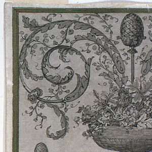 Drawing, Arabesque design for a panel.  With alternative suggestions, ca. 1775