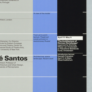 Poster, "Spring 1988" poster for Columbia School of Architecture lecture series, ca. 1988