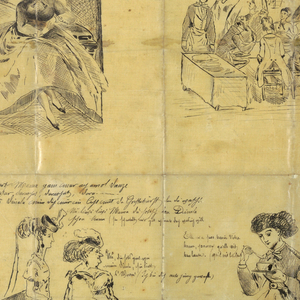 Drawing, Sheet of cartoons of contemporary life, October 29, 1866