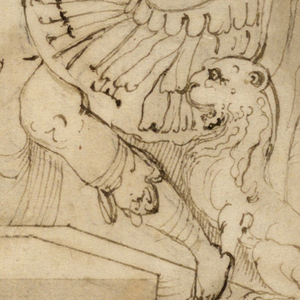 Drawing, Design for a Plate or a Tondo: Soldiers supplicant before a Roman General, mid-16th century