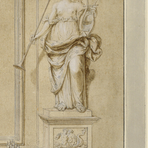 Drawing, Memorial Panel Depicting Painting and Music, 1732