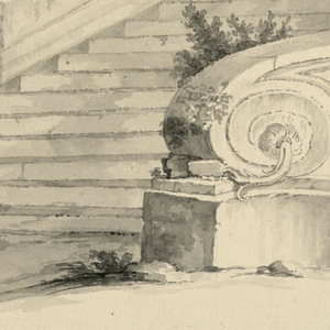 Drawing, Fantasy. A staircase in a park, in ruins., ca. 1760