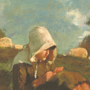 Painting, Two Girls with Sunbonnets In a Field, 1877–78