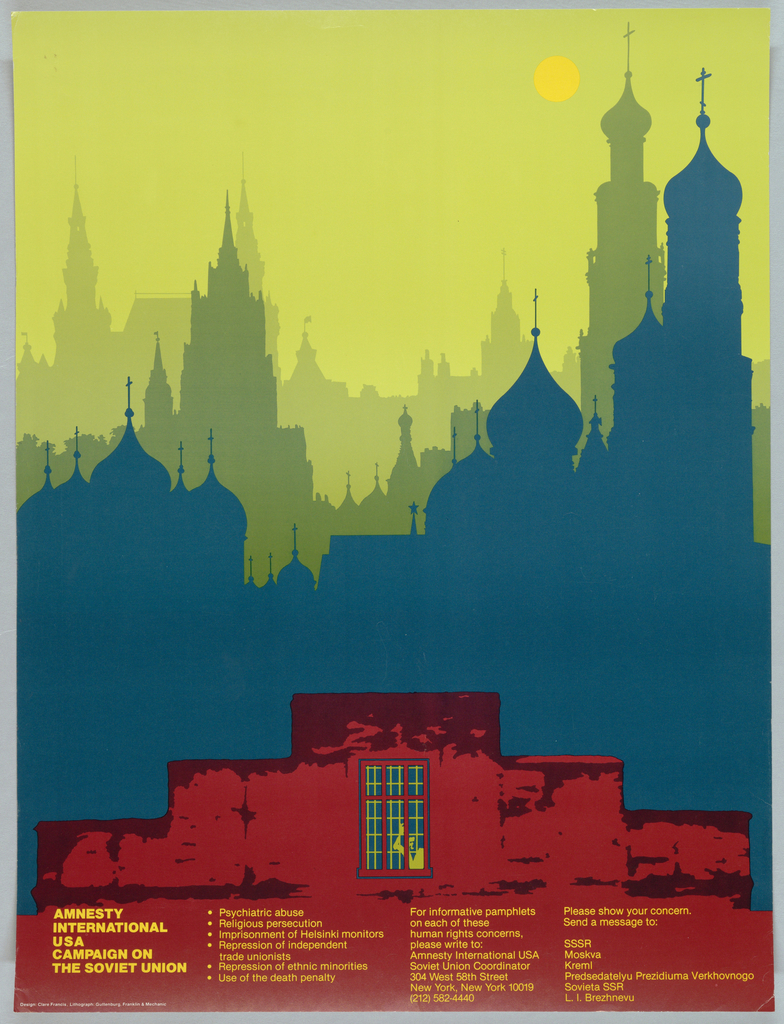 Poster, Amnesty International USA Campaign on the Soviet Union