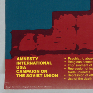 Poster, Amnesty International USA Campaign on the Soviet Union, ca. 1980