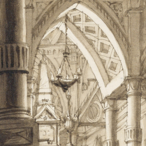 Drawing, Stage Design, Interior of Gothic Church, late 18th century