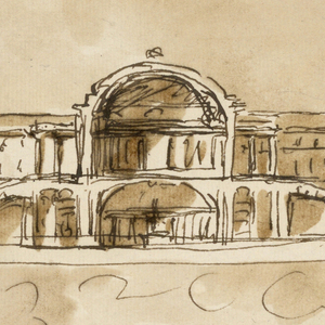 Drawing, Three mausoleums