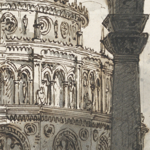 Drawing, Stage Design, Atrium with the Temple of the Hospitallers for the Opera "La Straniera" by Vincenzo Bellini, after 1829