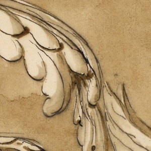 Drawing, Lower end of staircase railing