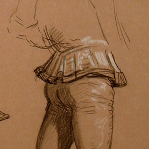 Drawing, details of costumed figures, ca. 1885