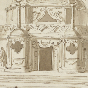 Drawing, Oriental building