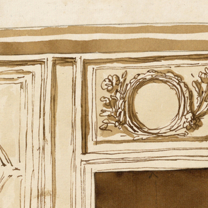 Drawing, Wall elevation with door