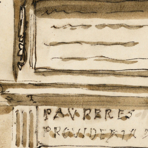 Drawing, Doorframe for a poor house