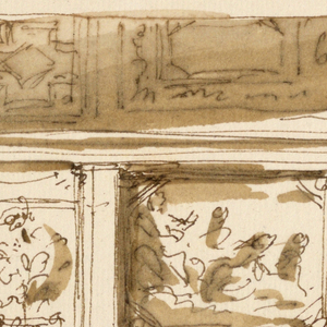 Drawing, Door wall of a room