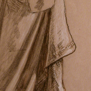Drawing, Drapery (study for oil painting, "Wedding Procession," or "The Dance", 1872–79