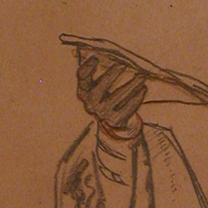 Drawing, study for hands holding an open book with drapery from clothing, ca. 1890