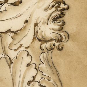 Drawing, Lower end of staircase railing