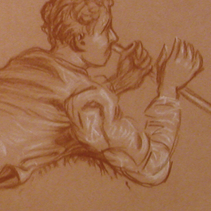 Drawing, study of a male costumed figure, ca. 1890