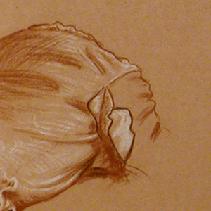 Drawing, drapery study for costumed male torso, ca. 1890