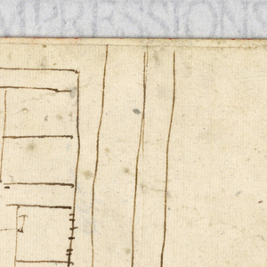 Drawing, Vase upon a pedestal, elevation of a mansion