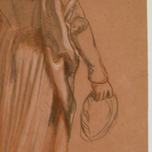 Drawing, study of a costumed female figure, ca. 1890