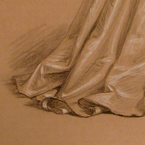 Drawing, drapery (study for oil painting, "Wedding Procession"), ca. 1872
