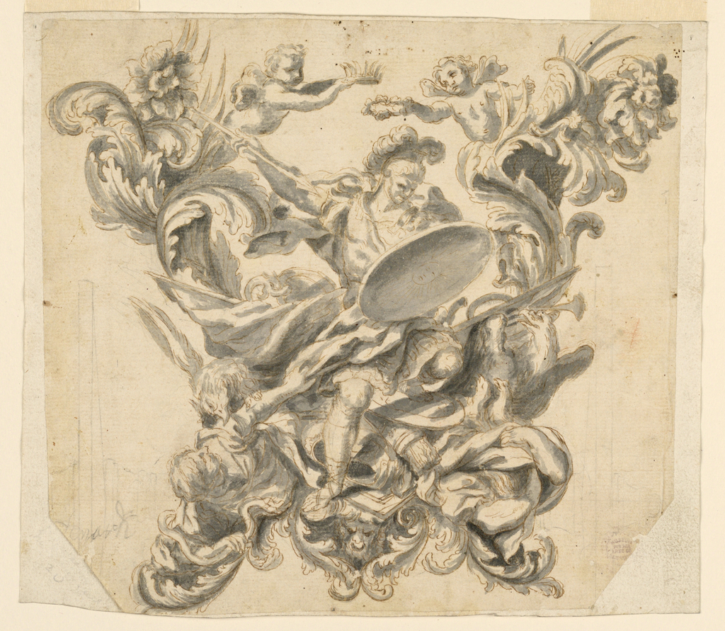 Drawing, Design for the Rear of a Carriage with Valor Victorious over Vice and Arrogance