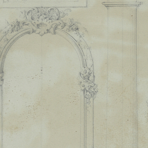 Drawing, R: elevation of a wall; V: study of a head, ca. 1840–60