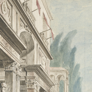 Drawing, Stage Design, Building Adjoining Park Scenery, ca. 1750
