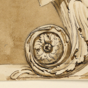 Drawing, Lower end of staircase railing