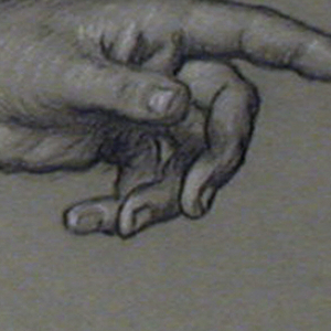 Drawing, pointing left hand and wrist, ca. 1890