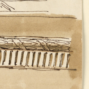 Drawing, Capital and molding; figure of a man