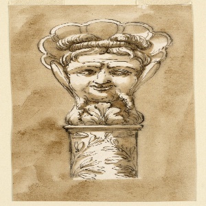 Drawing, Head of a walking stick