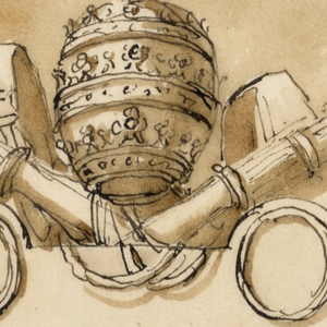 Drawing, Frame for a papal inscription