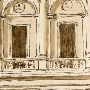 Drawing, Elevation of a town mansion