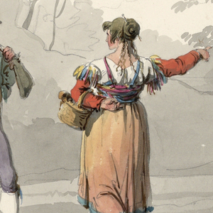Drawing, A Woman and Two Men with Guns. Costumes of the Kingdom of Naples, 1807–08