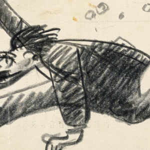 Drawing, Waiter Carrying Tray with, 1943