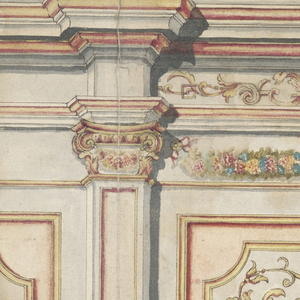 Drawing, Wall decoration with painted plaster, 1700–1725