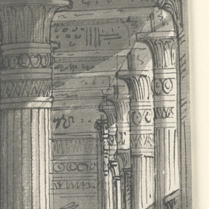 Drawing, Stage Design, Egyptian Hall with Columns, mid- 19th century