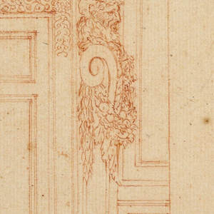Drawing, Elevations of a Door, the Door Frames, the Overdoor, and the Adjoining Wall Panel, 1775–1800