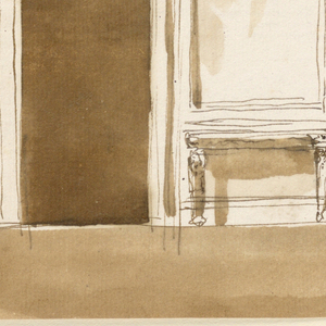 Drawing, Entrance wall of a drawing room