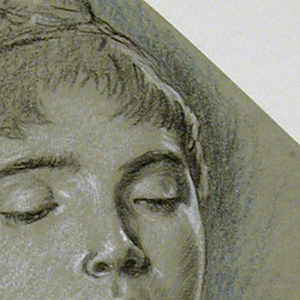 Drawing, Portrait Sketch of a Young Woman with Closed Eyes, ca. 1885